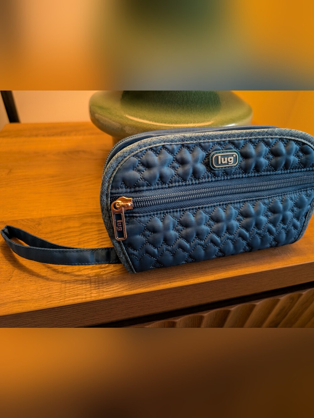 lug Quilted Cosmetic Wristlet - Teal Blue